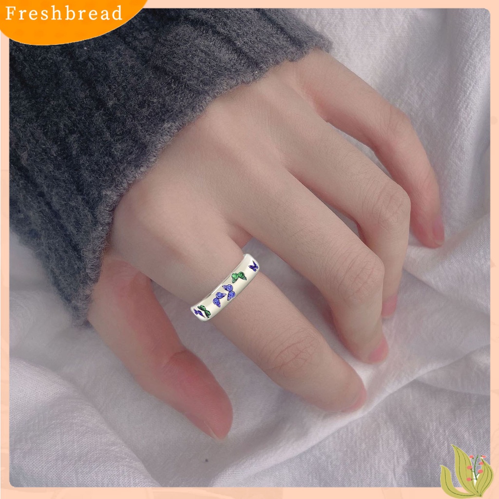 &lt; Freshbread &gt; Cincin Wanita Mengkilap Motif Kupu-Kupu Stainless Indah Warna Campur Lady Finger Ring Untuk Pernikahan