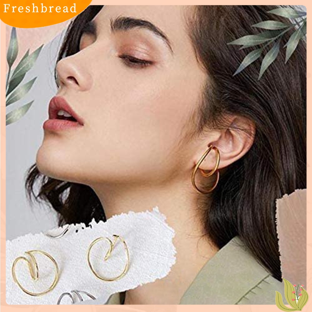 &lt; Freshbread &gt; Fashion Wanita Non Piercing Diperlukan Geometris Klip Telinga Hoop Earring Perhiasan Hadiah