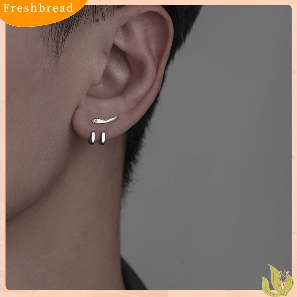 &lt; Freshbread &gt; Ear Studs Punk Hip Hop Dilepas 2-cakar Kait Kepribadian Hadiah Keren Gaya Sederhana Pria Anting Perhiasan Fashion