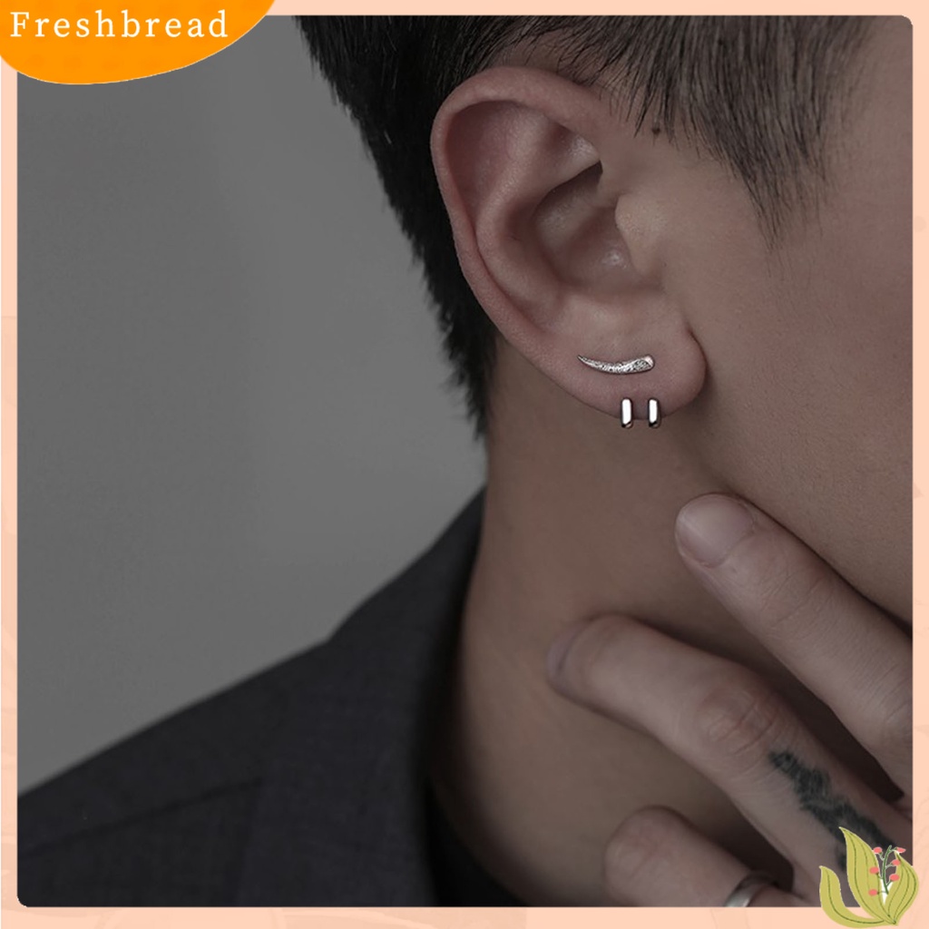 < Freshbread > Ear Studs Punk Hip Hop Dilepas 2-cakar Kait Kepribadian Hadiah Keren Gaya Sederhana Pria Anting Perhiasan Fashion