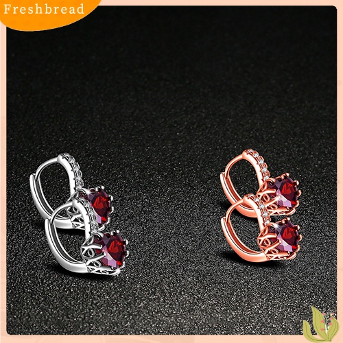 &lt; Freshbread &gt; Fashion Wanita Cubic Zirconia Cinta Hati Telinga Manset Leverback Earrings Perhiasan Pesta