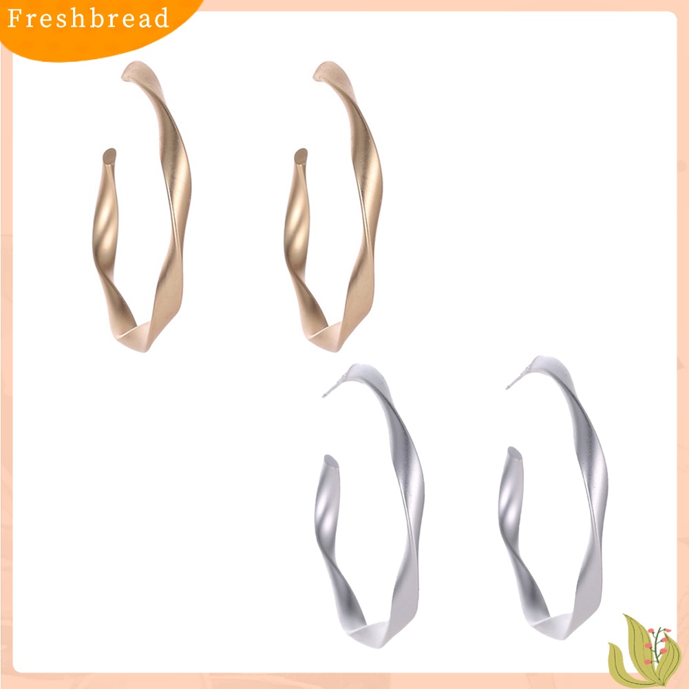 &lt; Freshbread &gt; 2pasang Wanita Fashion Matte Lingkaran Hoop Leverback Earrings Pesta Perhiasan Hadiah