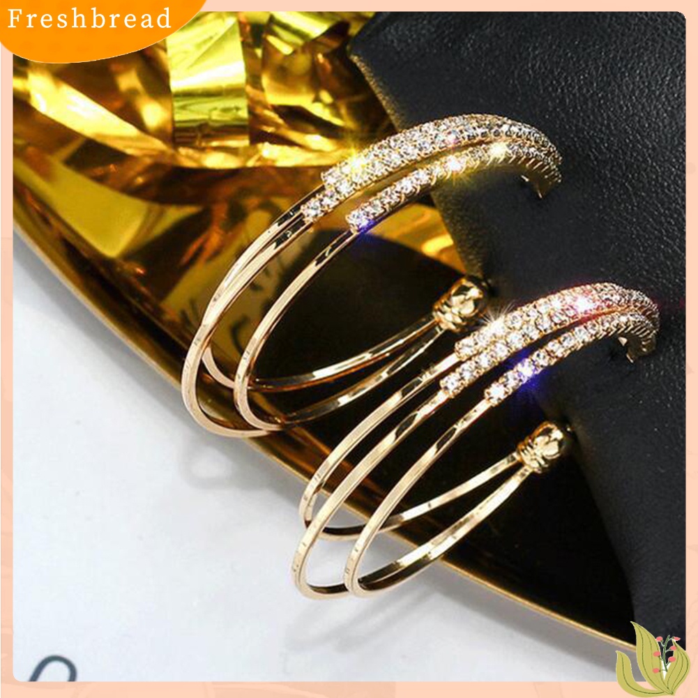 &lt; Freshbread &gt; Wanita Berlian Imitasi Multi C Bentuk Lingkaran Hoop Anting Pernyataan Pesta Perhiasan Hadiah