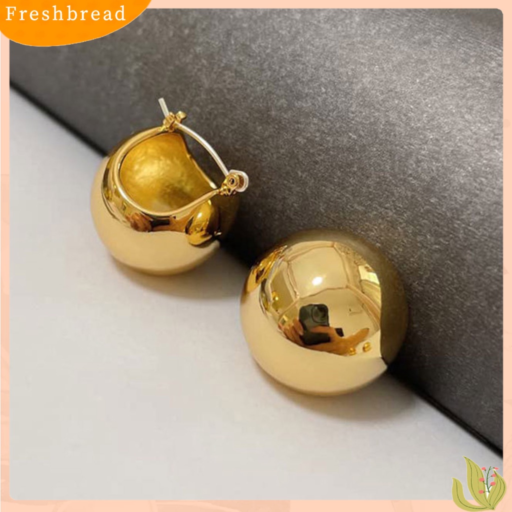 < Freshbread > 1pasang Anting Wanita Bentuk Bola Temperamen Indah Punk Bulat Hoop Earrings Perhiasan Hadiah