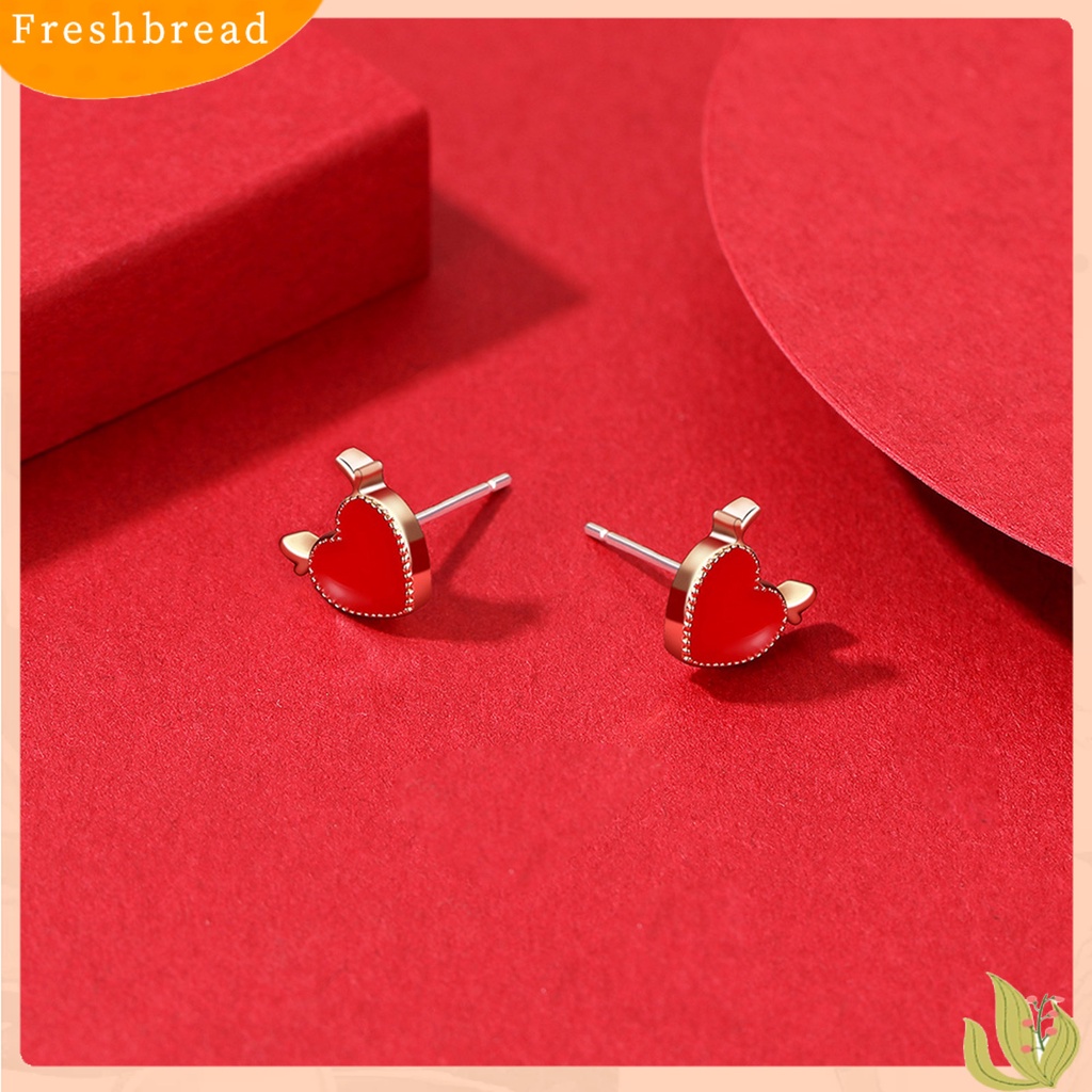 &lt; Freshbread &gt; 1pasang Anting Tusuk Gaya China Perhiasan Hadiah Merah Wanita Cow Ear Studs Untuk Festival Musim Semi