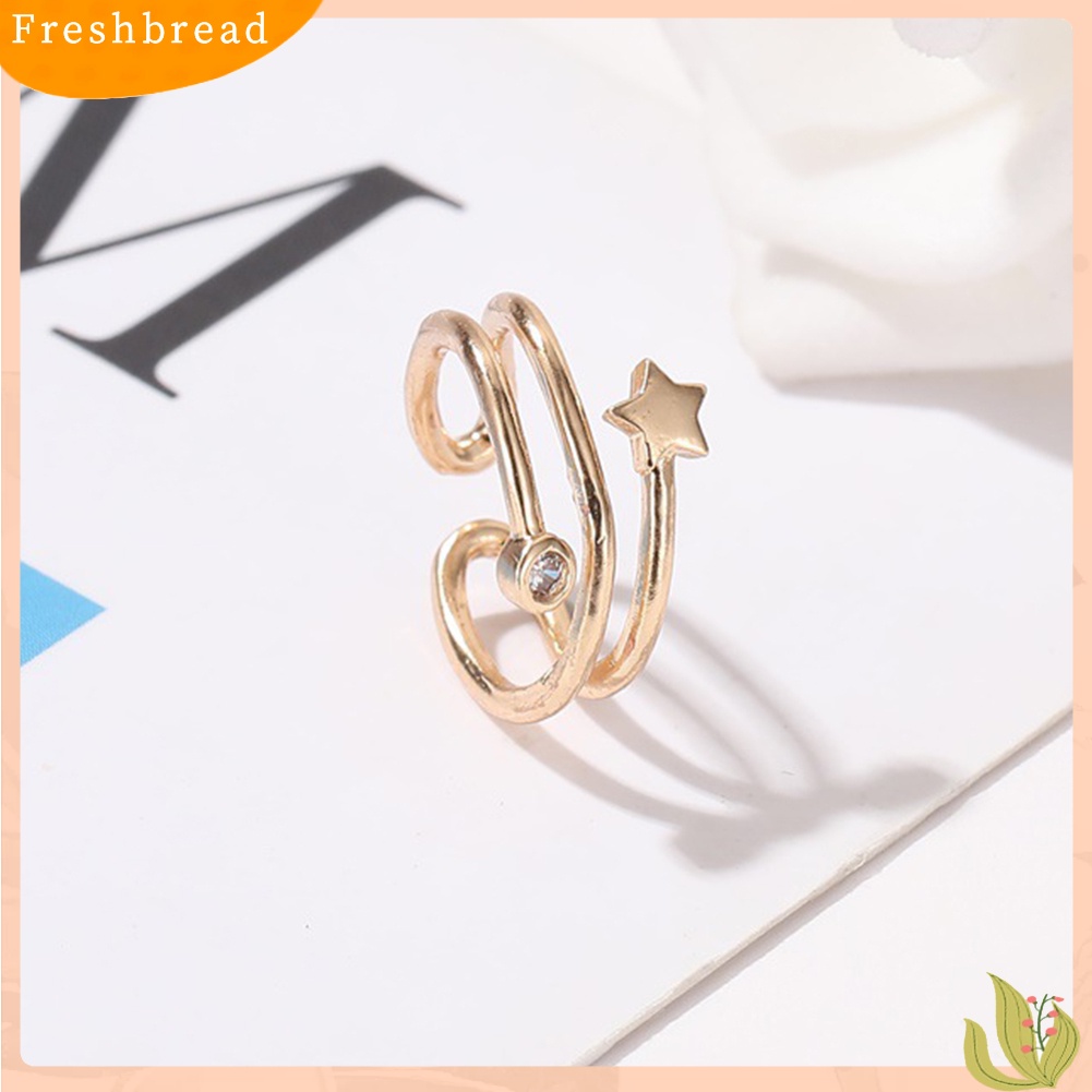 &lt; Freshbread &gt; 1Pc Wanita Berlian Imitasi Hias Bintang Telinga Manset Klip On Anting Pesta Perhiasan Hadiah