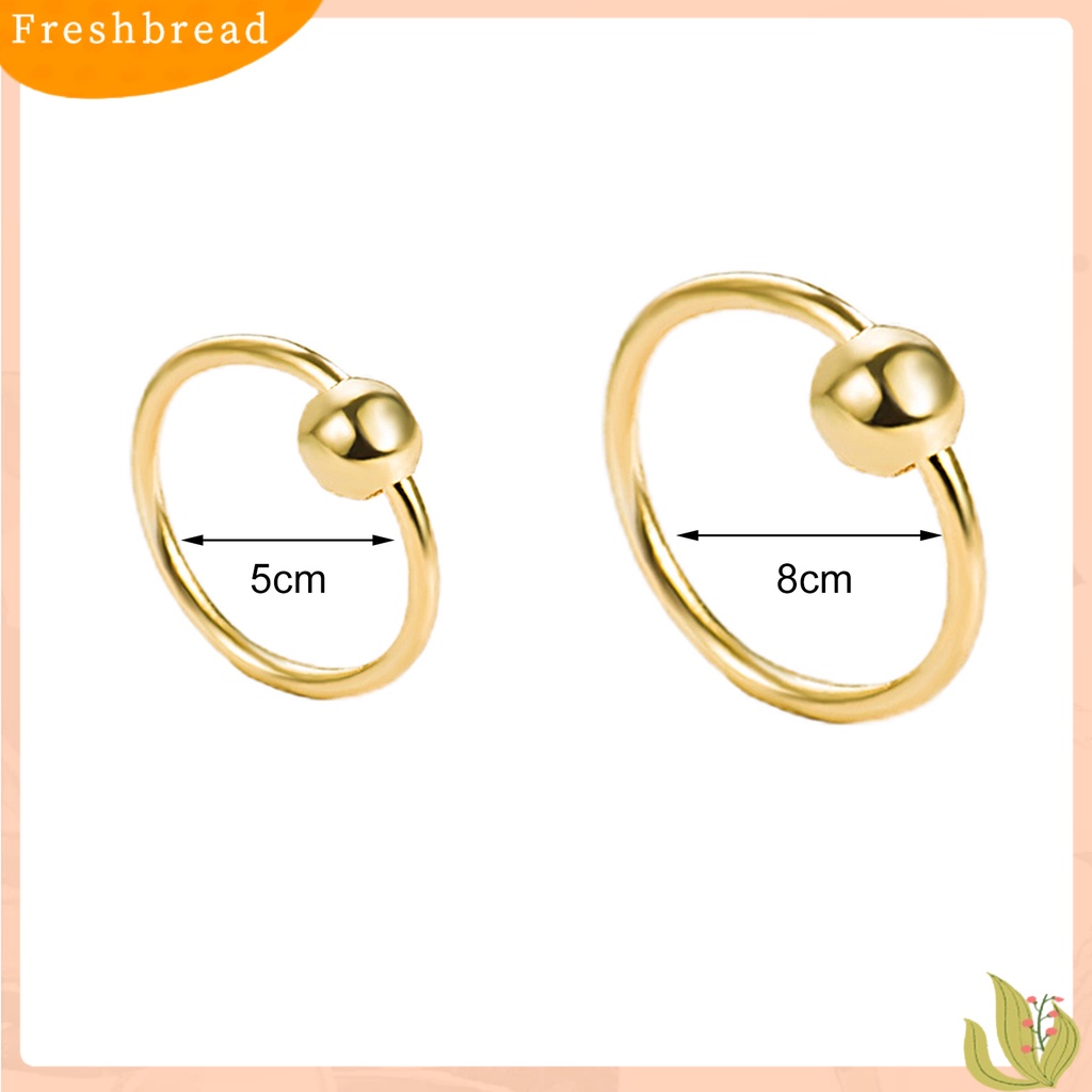 &lt; Freshbread &gt; 2Pcs Ear Studs Circle Round Ball Perhiasan Berongga Keluar Anting Hoop Geometris Untuk Pakaian Sehari-Hari