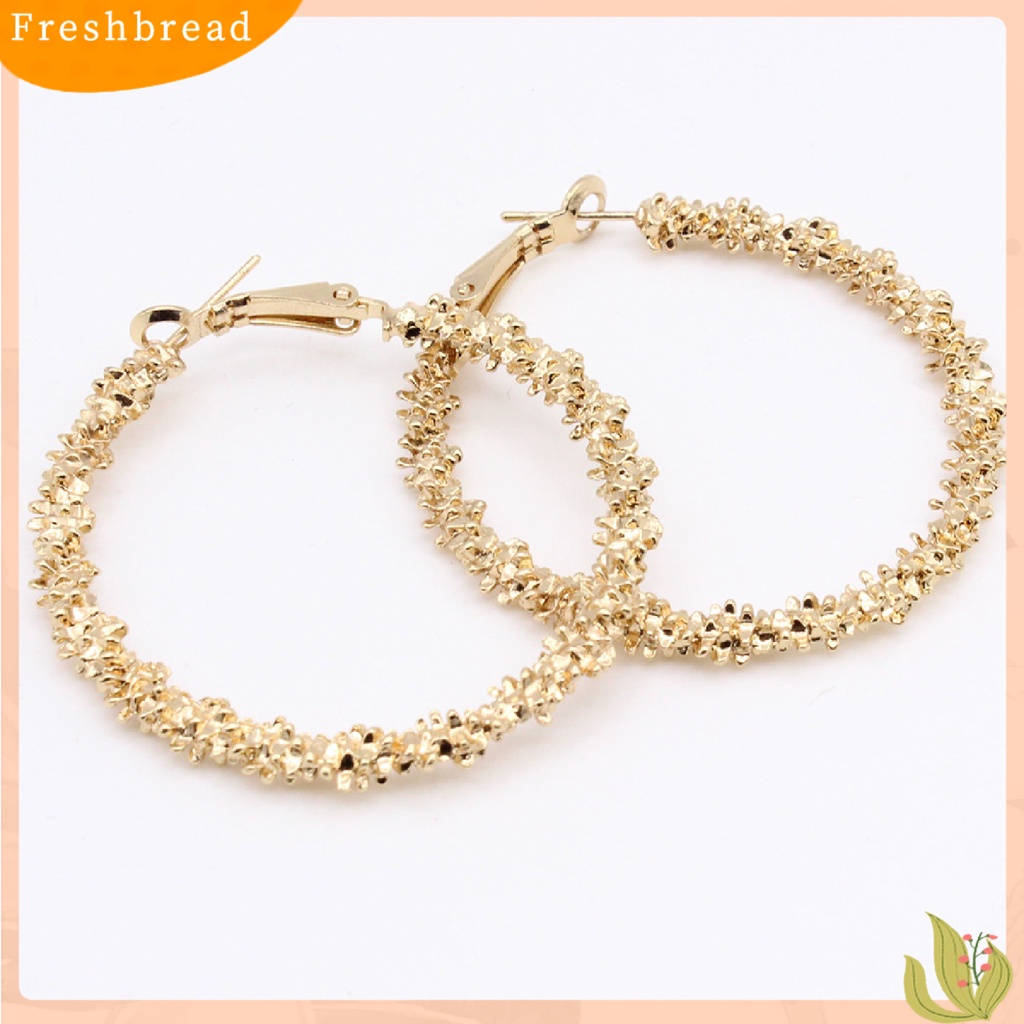 &lt; Freshbread &gt; 1pasang Anting Hoop Ringan Fashion Alloy Tidak Teratur Disimpul Bulat Lingkaran Hoop Earrings Untuk Wanita