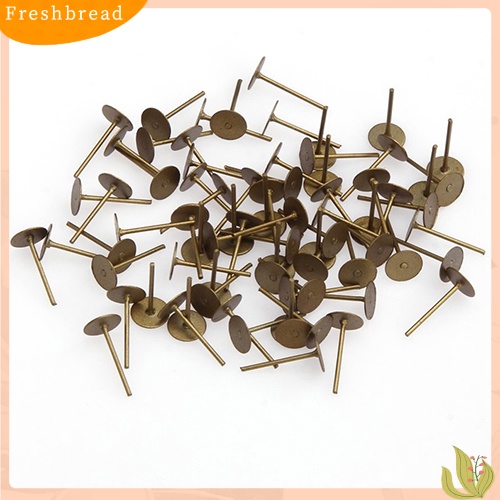 &lt; Freshbread &gt; 200 Pcs Besi Flat Earring Earrings Post Stud Membuat Perhiasan Temuan Aksesoris