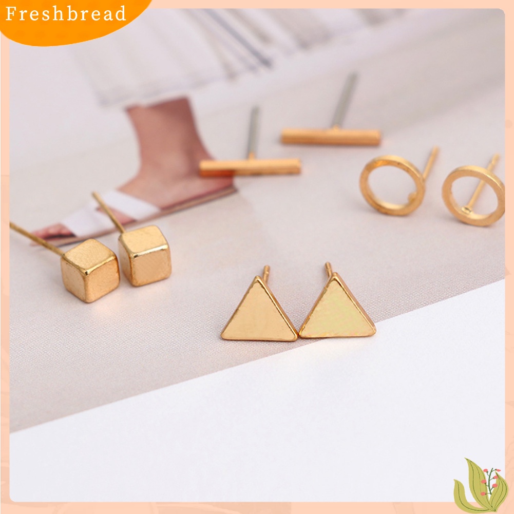 &lt; Freshbread &gt; 8Pcs/Set Mode Geometris Persegi Segitiga Lingkaran Telinga Stud Anting Wanita Hadiah