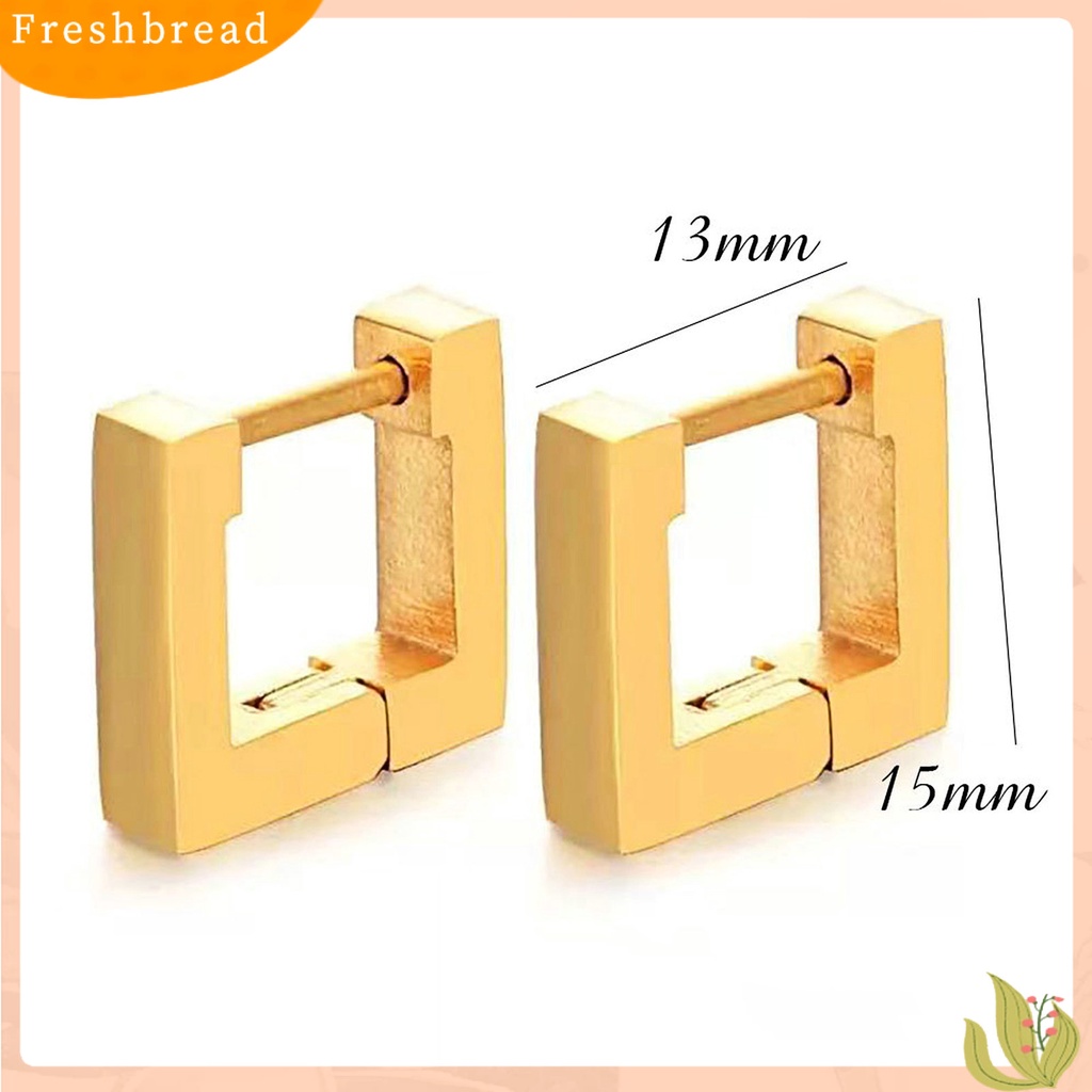 &lt; Freshbread &gt; 1pasang Anting Hoop Bentuk Geometris Gaya Eropa Dan Amerika Electroplating Simplicity Charming Decoration Fade-Proof Titanium Steel Square Hoop Earrings