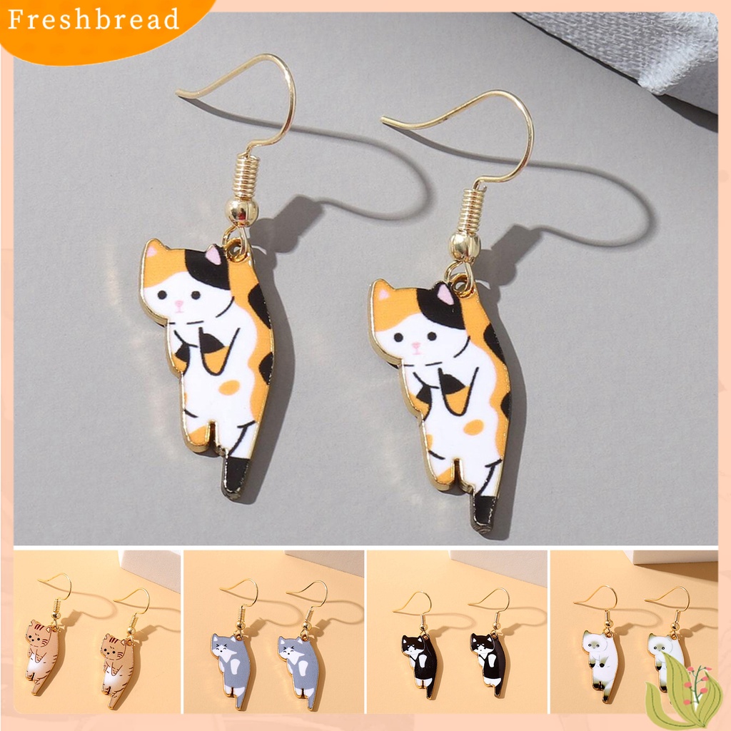 &lt; Freshbread &gt; 1pasang Anting Kait Perhiasan Lapis Hewan Kartun Kilau Terang Drop Earrings Untuk Pacaran