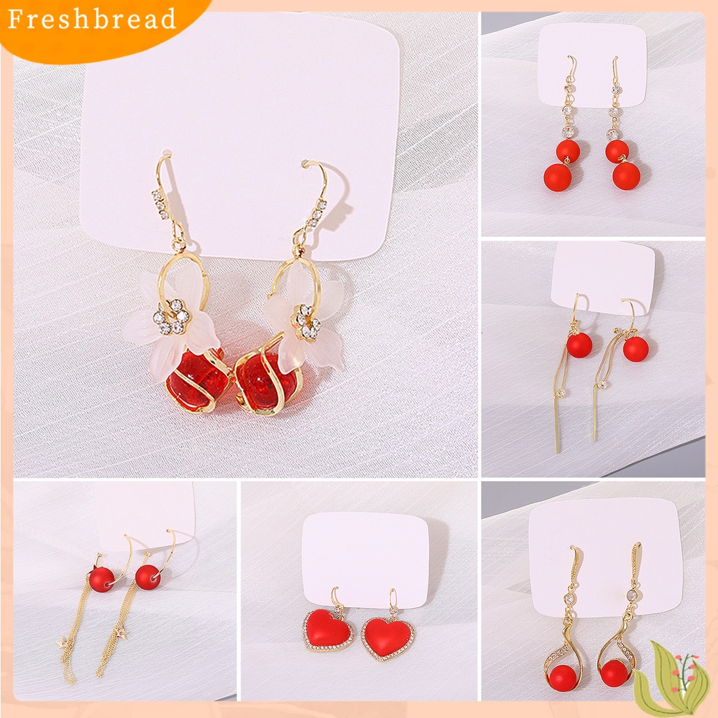 < Freshbread > 1pasang Anting Menjuntai Elegan Temperamental Indah Hias Meriah Wanita Manik-Manik Rumbai Liontin Anting Perhiasan Untuk Pacaran