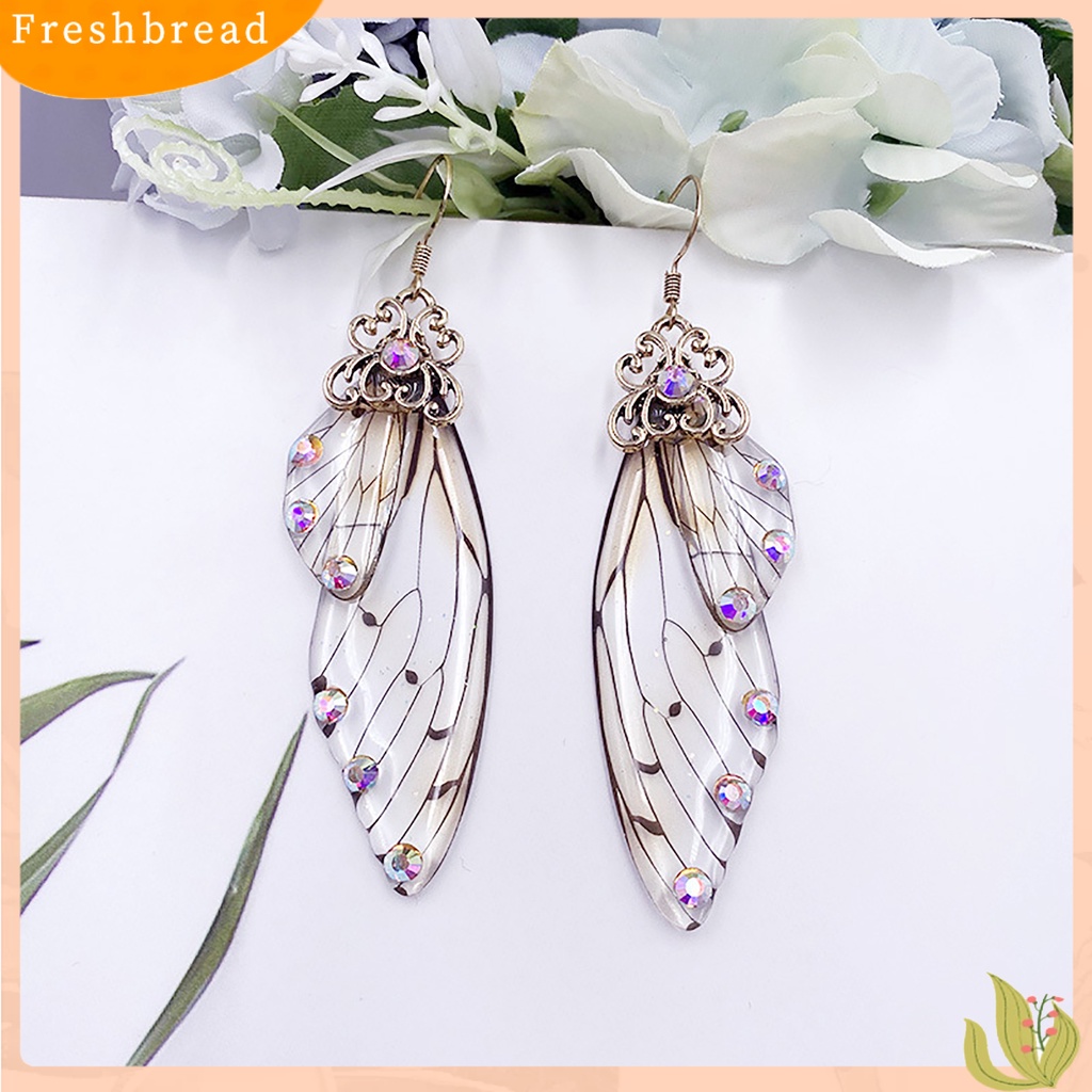 &lt; Freshbread &gt; Kupu-Kupu Warna-Warni Bentuk Sayap Drop Anting Wanita Simulasi Berlian Imitasi Menjuntai Kait Anting Perhiasan Aksesori