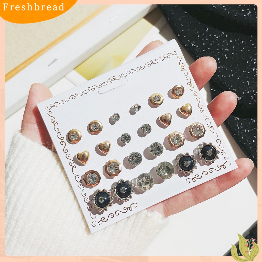 &lt; Freshbread &gt; 12pasang Wanita Stud Earrings Bentuk Bola Gaya Korea Perhiasan Geometri Mutiara Imitasi Menjuntai Anting Perhiasan Hadiah