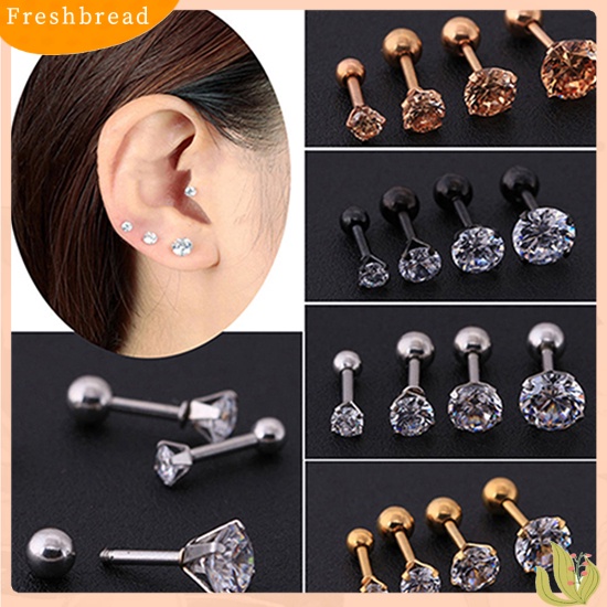 &lt; Freshbread &gt; Pria Wanita Berlian Imitasi Tulang Rawan Tragus Bar Helix Telinga Atas Anting Stud Perhiasan