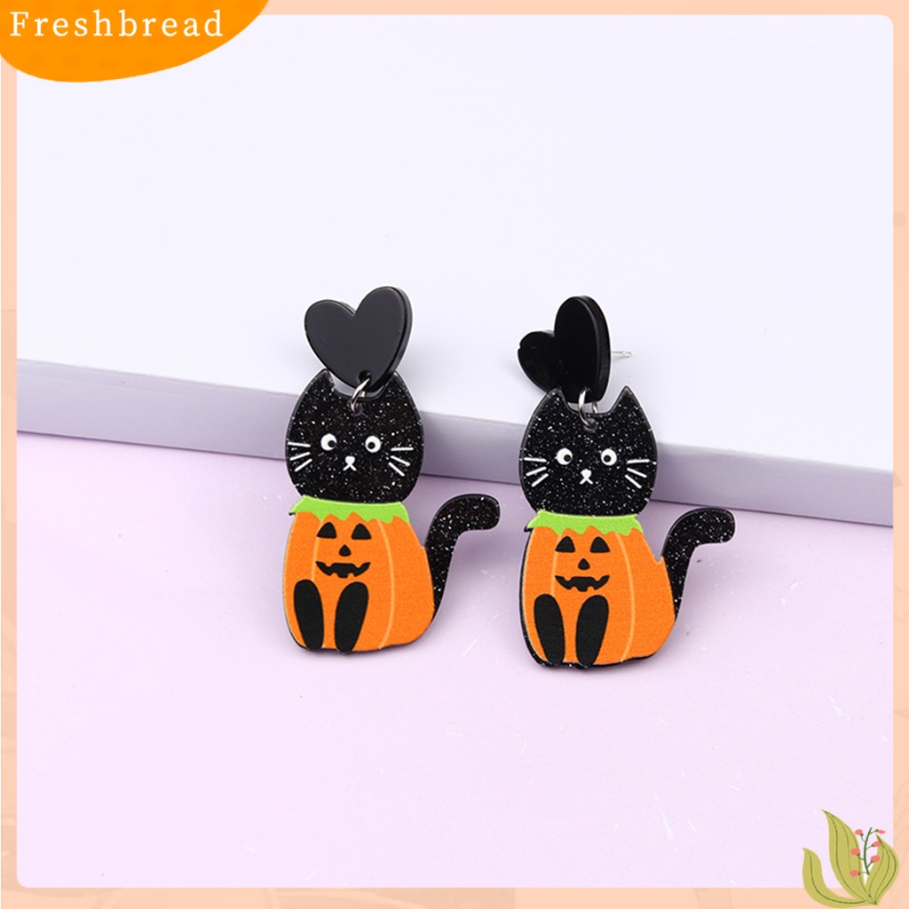 &lt; Freshbread &gt; 1pasang Anting Wanita Lucu Hantu Labu Spider Aksesori Indah Telinga Dekorasi Pesta Dress-Up Fashion Perhiasan Stud Earrings Acrylic Menjuntai Earrings