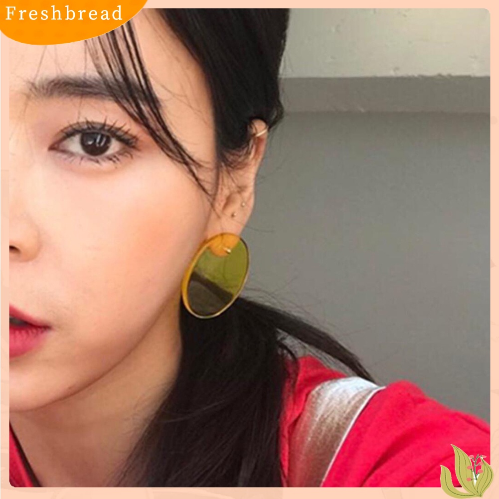 &lt; Freshbread &gt; Wanita Trendi Transparan Lingkaran Bulat Stud Anting Perhiasan Akrilik Pesona Pesta