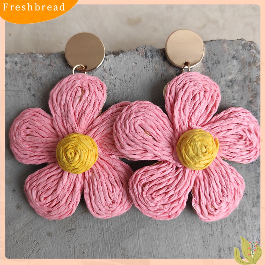 &lt; Freshbread &gt; 1pasang Anting Wanita Bunga Warna Cerah Perhiasan Gaya Liburan Floral Drop Earrings Untuk Liburan