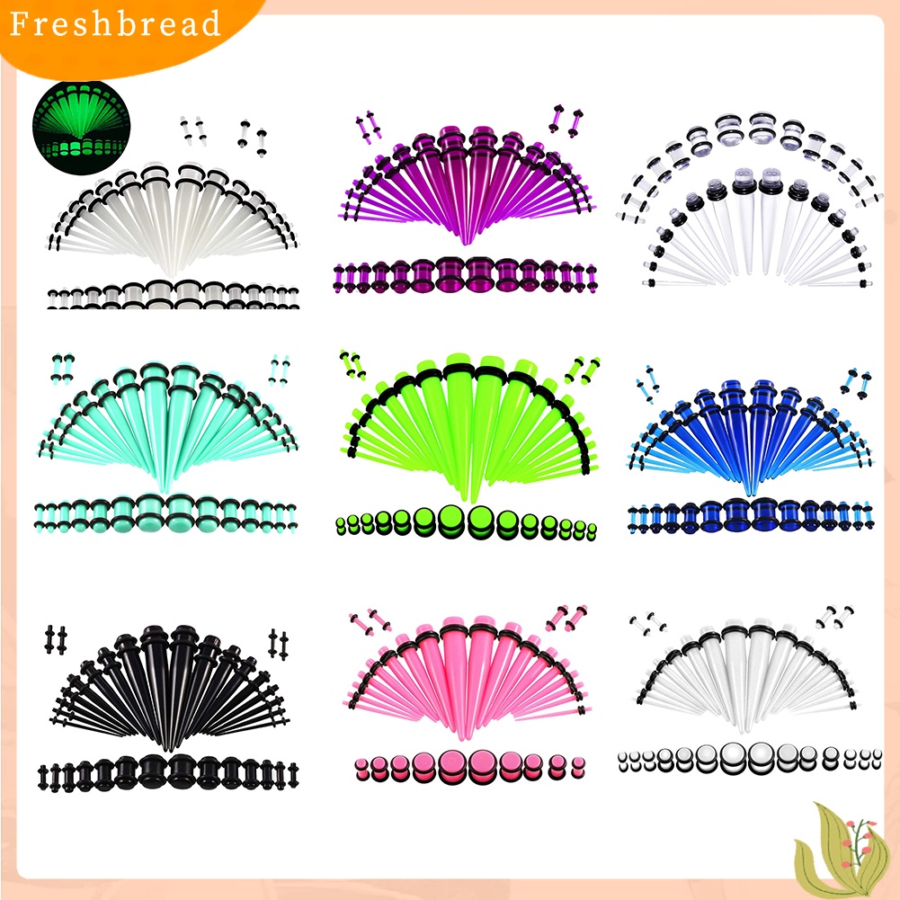 &lt; Freshbread &gt; 36Pcs Unisex Acrylic Cone Spike Ear Plug Expander Tindik Tubuh Perhiasan Dekor