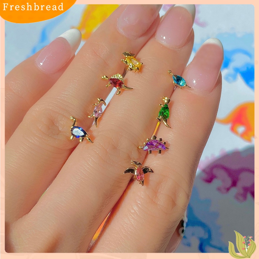 &lt; Freshbread &gt; 1Pc Bentuk Dinosaurus Kecil Wanita Anting Alloy Cubic Zirconia Stud Earring Perhiasan Aksesori