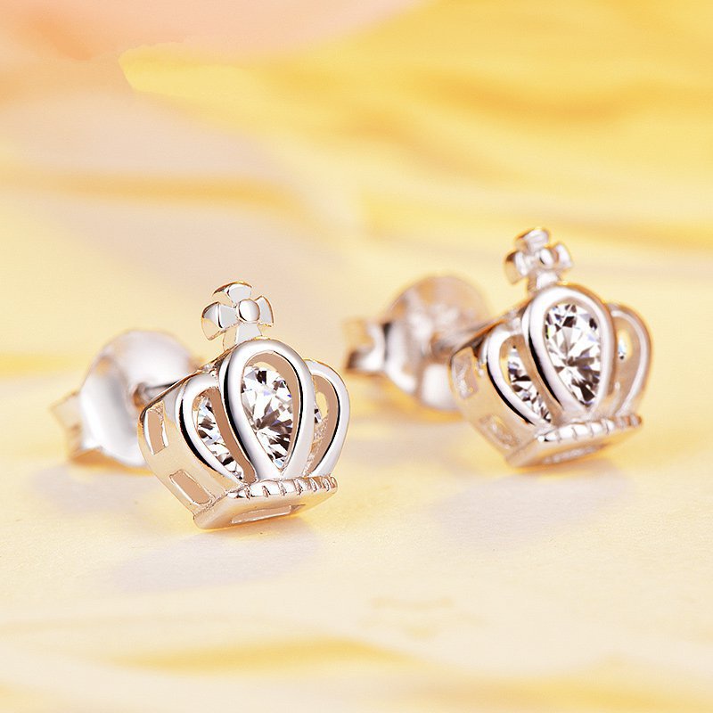 Goldkingdom Aksesoris Perhiasan Fashion Ready Stock Perak Disepuh Temperamen Pribadi Retro Smart Crown Earrings