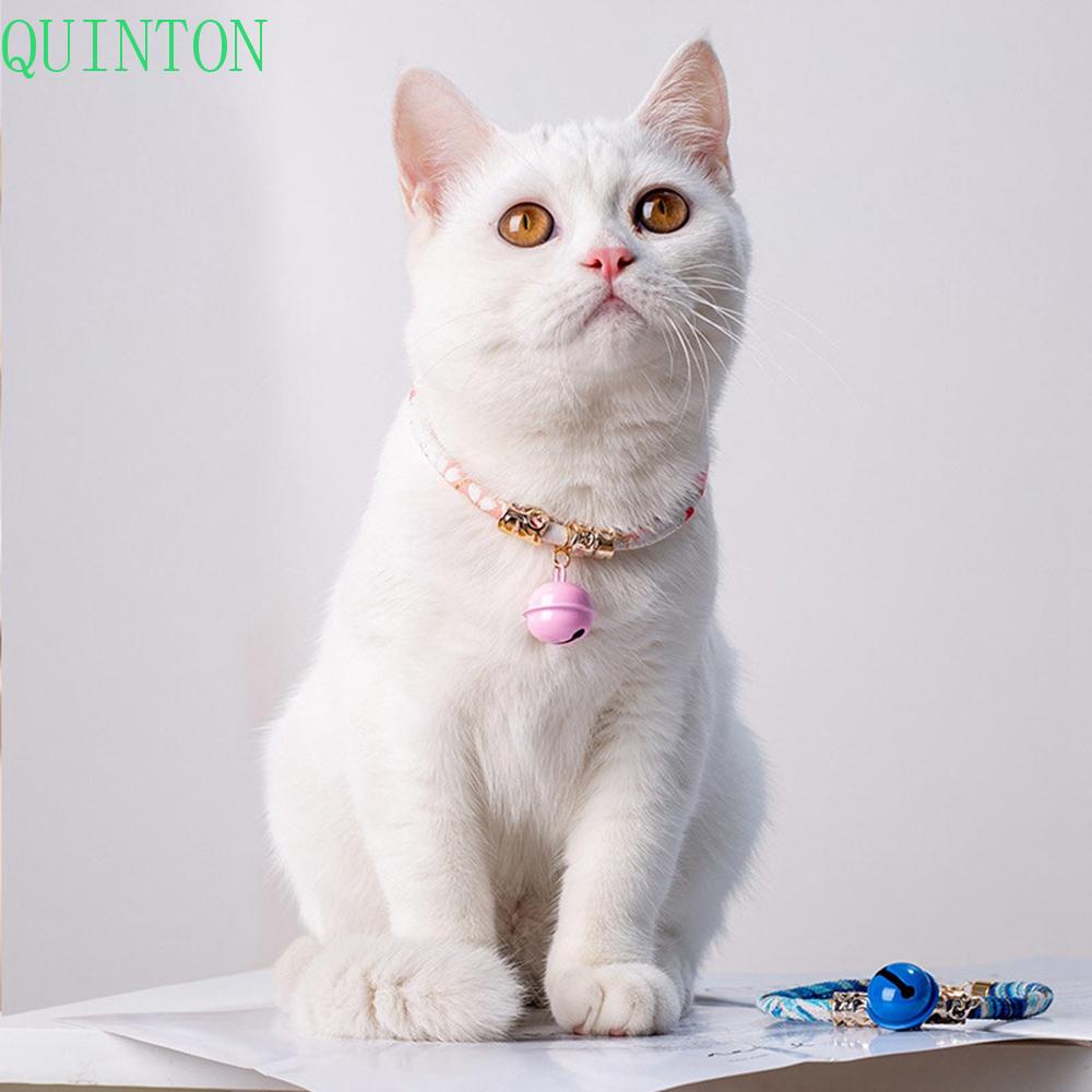 QUINTON Adjustable Cat Supplies With Bell Kitten Accessories Cat Collars Photo Decoration Necklace Travel Japanese-style Outdoor Pet Products/Multicolor