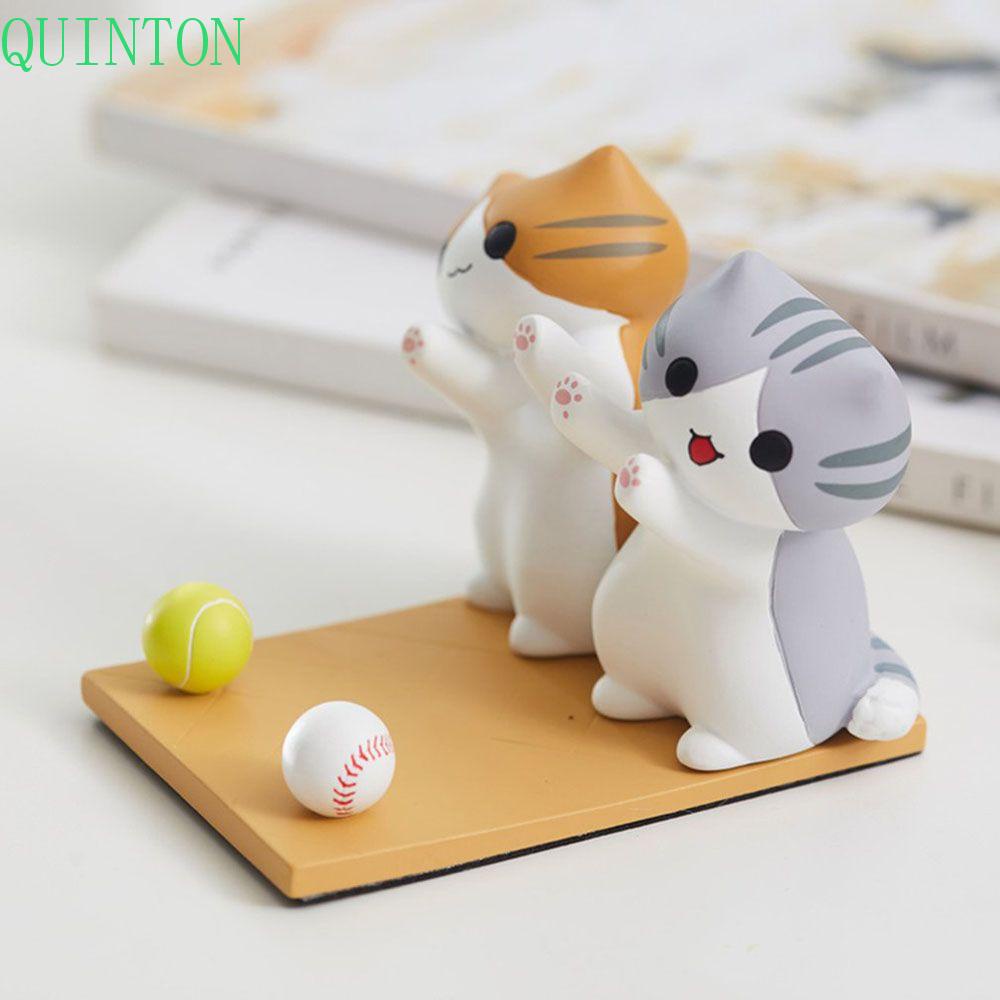 QUINTON High Quality Phone Holder Support Accessories Lazy Holder Cat Desk Holder Cute Cat Figurine Model Universal Doll ornaments Mount Bracket Toy Figures Action Figures