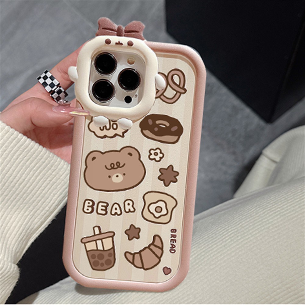 Redmi 12C 10C 10A Note 11 Pro Note 11S 9C 9A 10 9T 9 Note10 5G 10s Note9 Note9S Note8 Poco M5S X3 M3 Pro Cute Polar bears Manyo Bear Bubble Tea Monster Lensa Shockproof Case BY