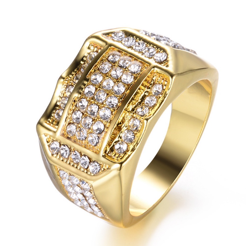 Goldkingdom Aksesoris Perhiasan Fashion Ready Stock Cincin Pria Hias Berlian Merek Besar