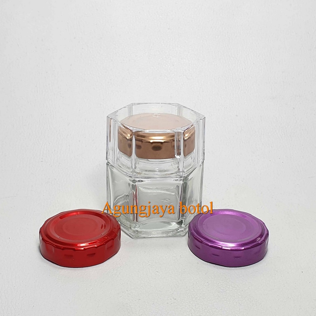 Arsip - Jar Kaca 50 Ml Hexagon Clear / Jar Kaca / Toples Kaca / Jar Madu / Jar Selai / Jar 50 Ml