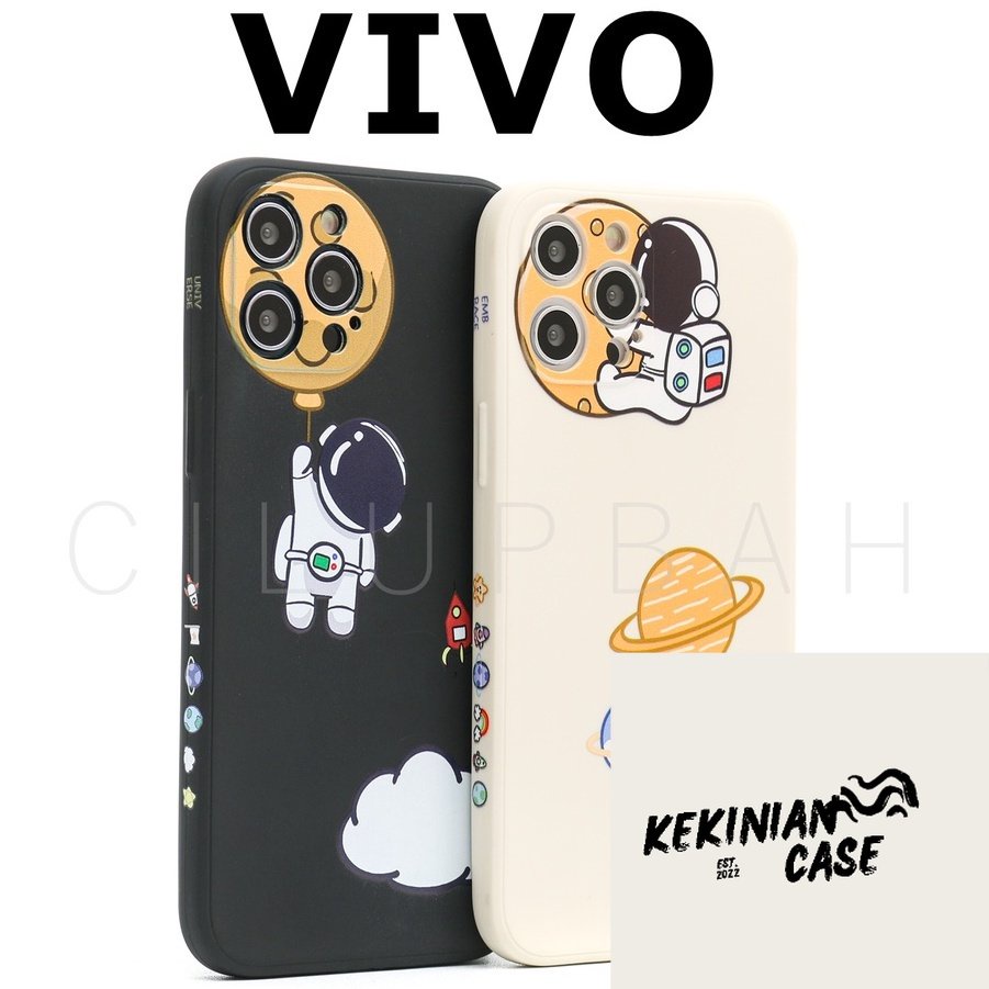 Soft Case VIVO Y91 Y12 Y20 Y12i Y12S Y91C Astronot Cute Couple Cartoon Edge Lens Cover