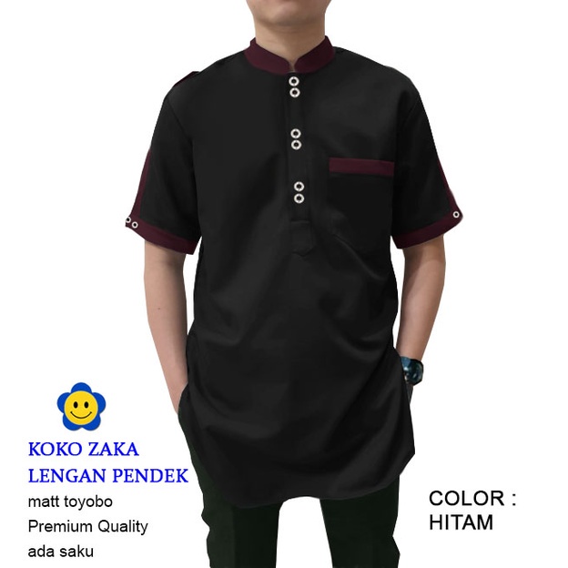 Koko Zaka Lengan Pendek - Central Grosir Fashion (CGF) - Ukuran S-3XL - Matt Katun Toyobo Import- Baju Koko Qurta Pria - Baju Koko atasan Pria