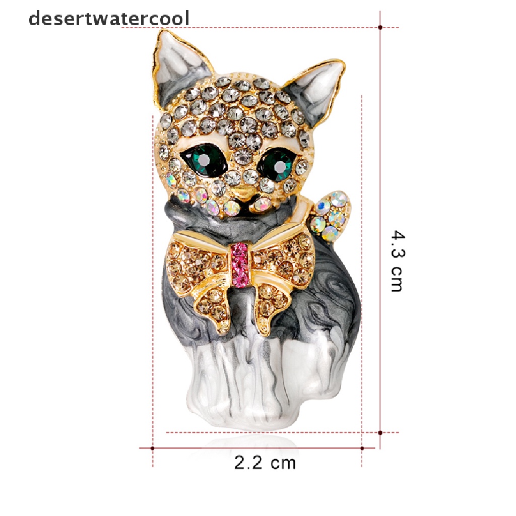 Deid Baru Enamel Kristal Mata Hijau Kartun Kucing Bros Pin Perhiasan Tas Ornamen Hadiah Martijn