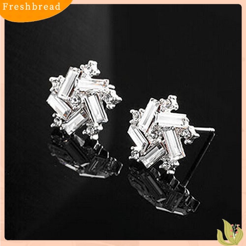 {In Stock} Kincir Angin Beruntung Wanita Berlian Imitasi Warna Perak Ear Stud Earrings Perhiasan Pesta