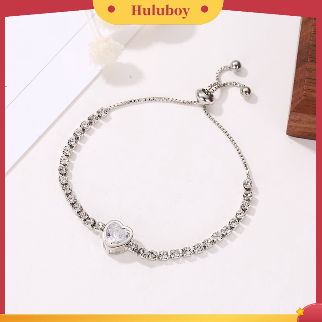 {Ready Stock} Gelang Wanita Hati Cubic Zirconia Perhiasan Bersinar Gaya Korea Bangle Untuk Pesta