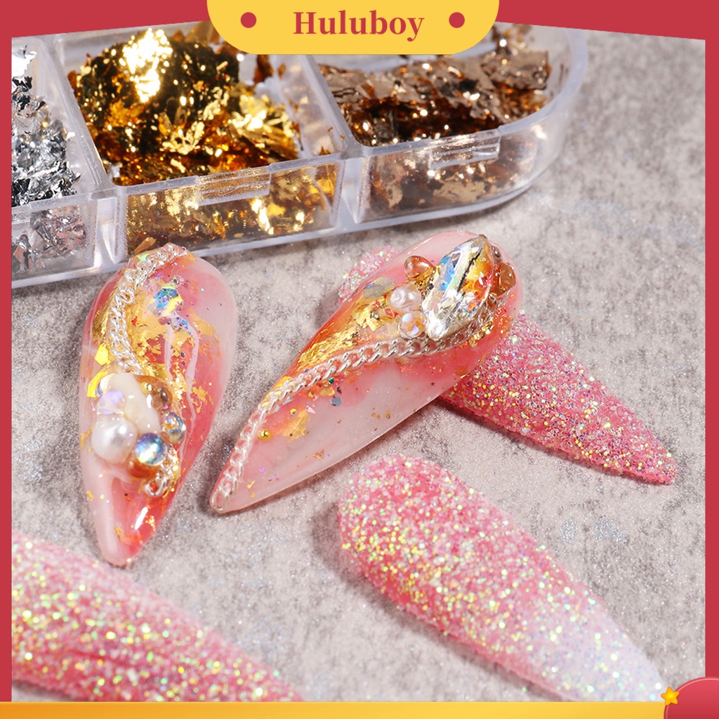 {In Stock} 1kotak Paku Sequin Bersinar DIY Desain Kertas Foil Fashion Nail Manicure Decor Untuk Profesional