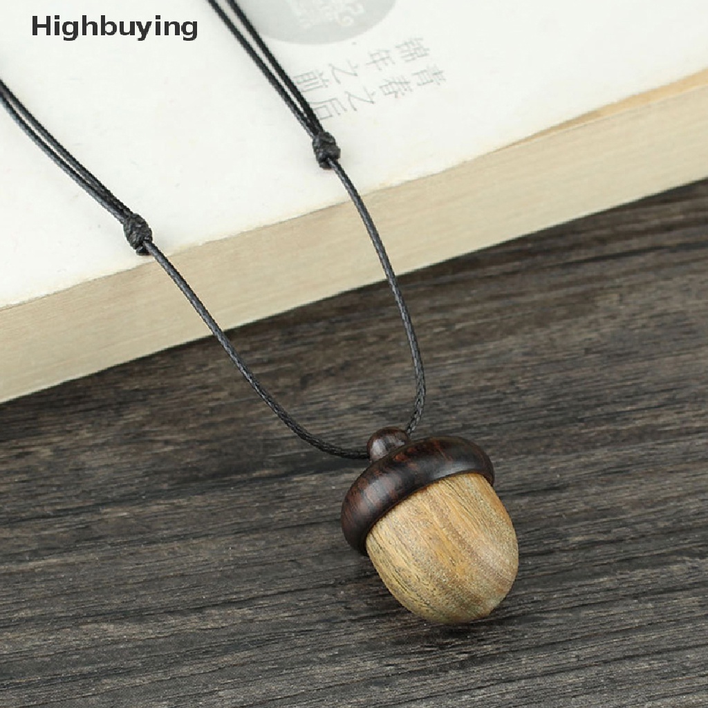 Hbid Vintage Screwable Ebony Acorn Pendant Gawu Kotak Kalung Panjang Kerucut Pinus Acorn Des Glory