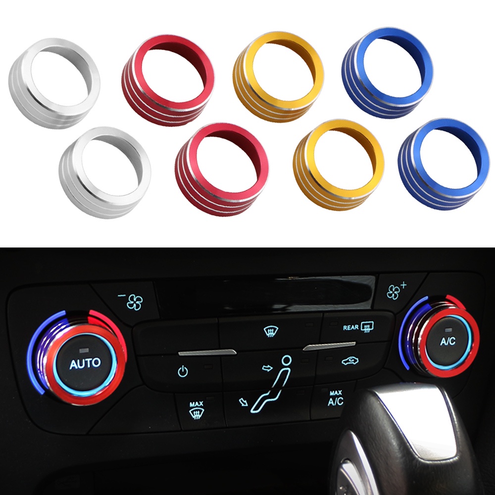 2pcs Knob AC Aluminium Alloy Penutup Knobs AC Lis Lingkaran Untuk Ford Focus3 MK3 2014-2017aksesoris