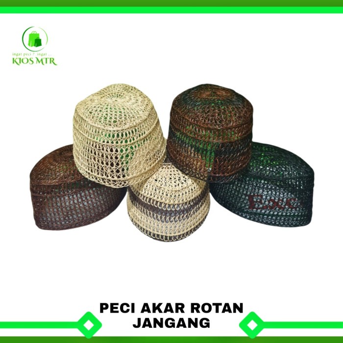 Peci Kopiah Songkok AKAR JANGANG ROTAN Murah - Cream, 4 (Y5W5) Rajut Dewasa Original Peci Batok Kopi