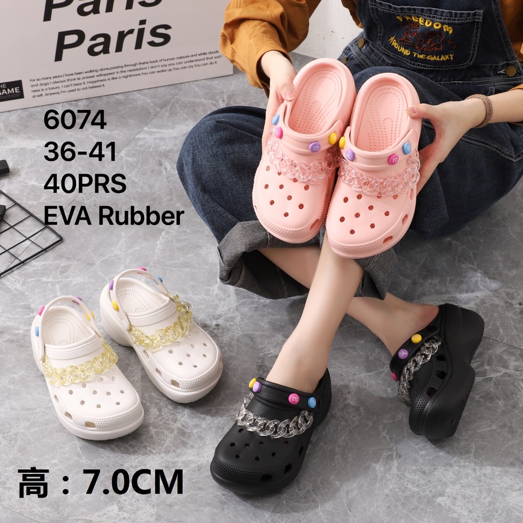 Sandal Bakpao Fuji Import Wanita Motif Rantai Empuk Balance 6074