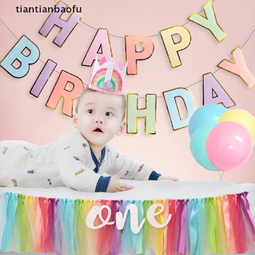 [tiantianbaofu] Anak-anak Merasa Hujan Tema Pesta Ulang Tahun Mahkota 1-6 Tahun Happy Birthday Decor Boutique