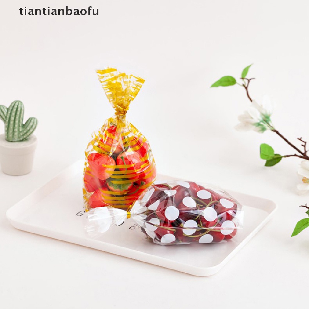 [tiantianbaofu] 100pcs Kantong Plastik Opp Bening Untuk Permen Lolipop Kue Kering Paket Bags Gift Bags Butik