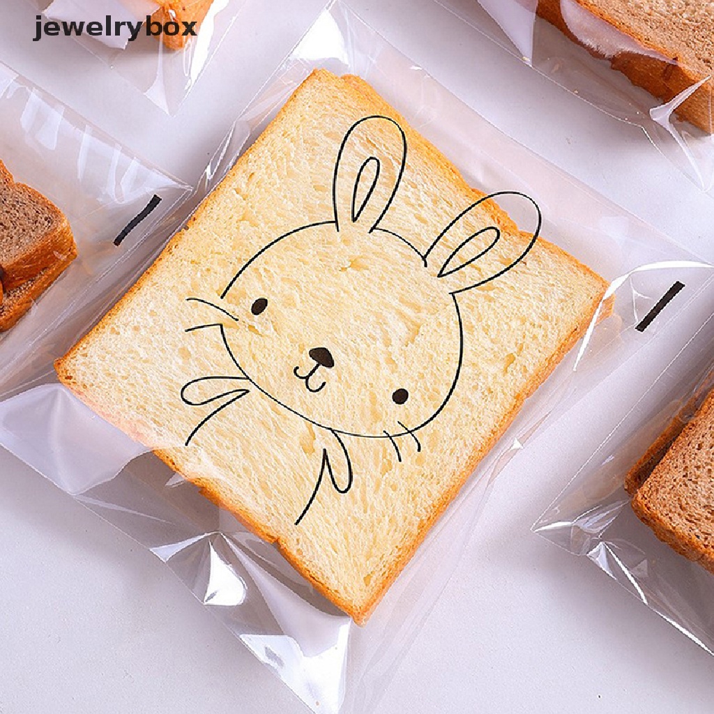 [jewelrybox] 100pcs Kantong Roti Kartun Self Adhensive Packaging Bags Sandwich Bags Untuk Butik Anak