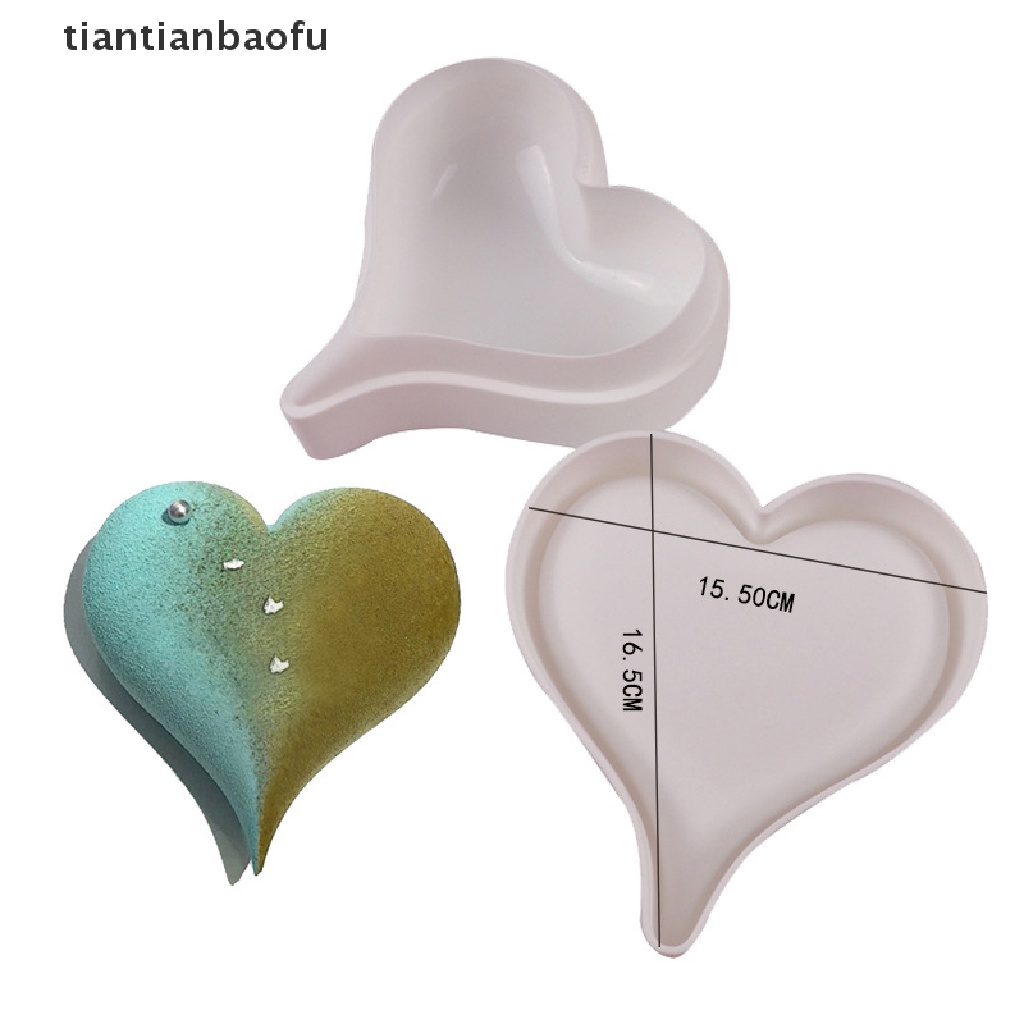 [tiantianbaofu] Cetakan Kue Silikon Berbentuk Hati 3D Diamond Love Baking Pan Ulang Tahun Fondant Mousse Coklat Silicone Pastry Molud Tools Butik