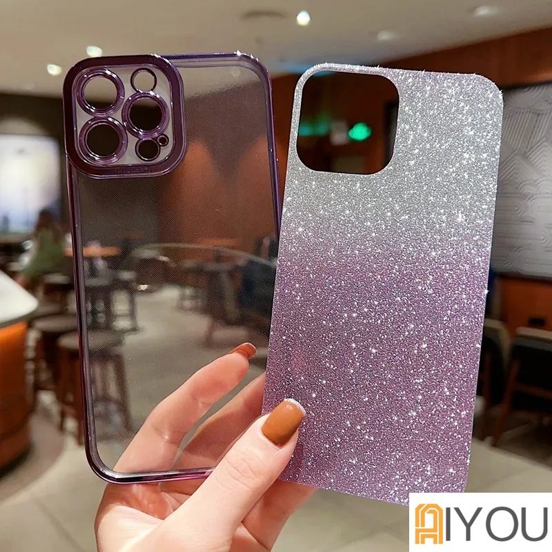 IPHONE Casing Gradasi Electroplate Mewah Untuk Iphone14 13 12 11 Pro Max X Xs XR Max Mini7 8 Plus SE 2020 2022 Bumper Glitter Cover
