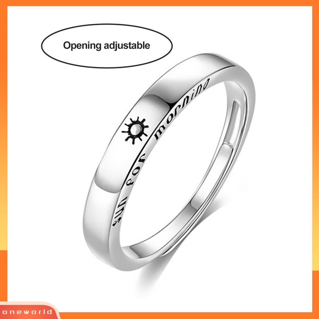 [EONE] Cincin Pasangan Open End Adjustable Motif Huruf Geometris Gaya Korea Fashion Sun And Moon Lover Ring Hadiah Valentine