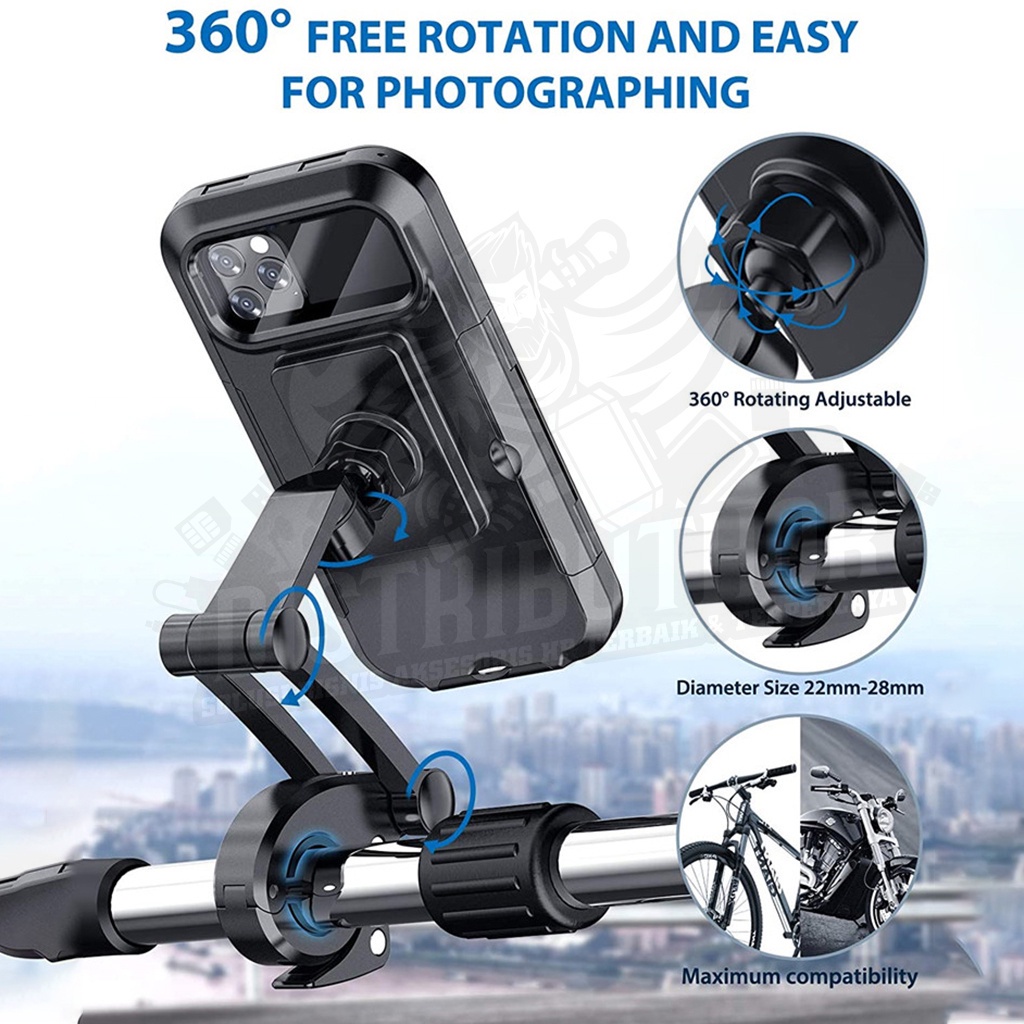 4 in 1 Phone Holder Motor Waterproof Tempat dudukan Hp di stang Sepeda Anti Air Stand Handphone Kereta NB18