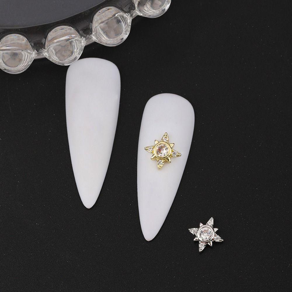 AUGUSTINA Augustina Dekorasi Nail Art DIY Gaya Perancis Semanggi Empat Daun Alloy Aksesoris Kuku