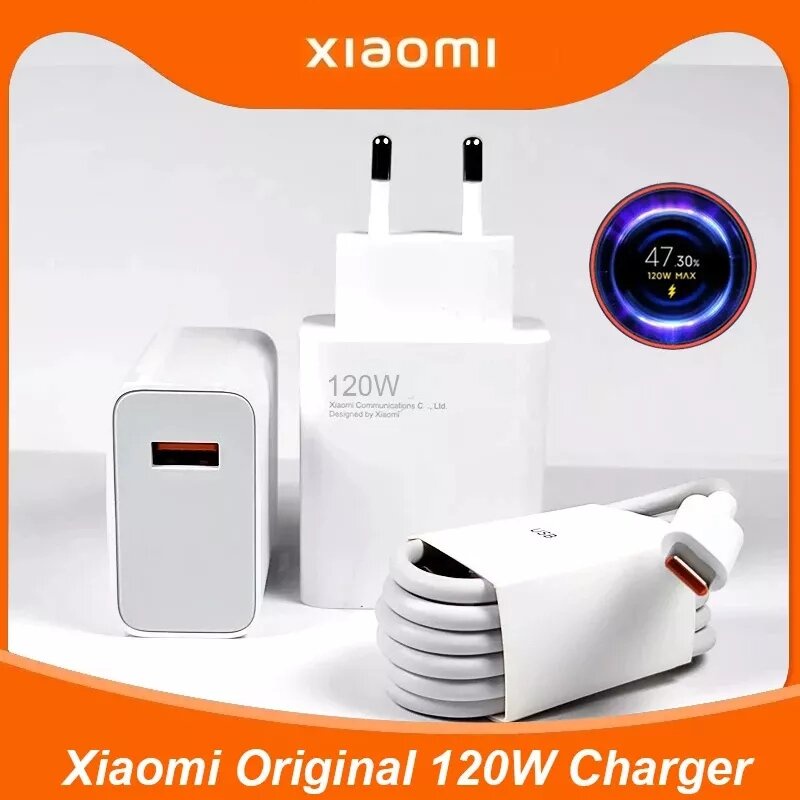 Charger Xiaomi 120W Hypercharge cas Charger Xiaomi Turbo 120W Pengisi Daya Cepat Original 100% Charger Xiaomi MI 12 12S Pro POCO  F4 GT  Xiaomi 10 Ultra 12 Pro Lite  11T Pro 12 Ultra Mix 4 Original